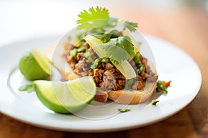 sloppy joe with a twist of lime, cilantro garnish