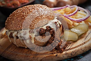 Sloppy joes ground beef burger sandwich photo