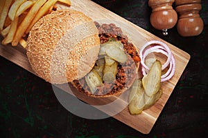 Sloppy joes, ground beef burger sandwich photo