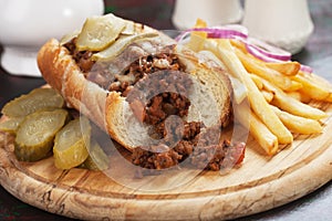 Sloppy Joes ground beef sandwich