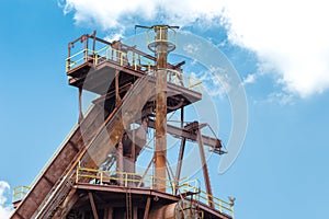 Sloss Furnaces National Historic Landmark, Birmingham Alabama USA, tall industrial structure, rust patina steel mill plant