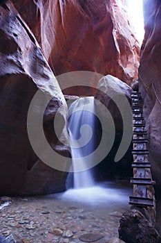 Slot canyon waterfall