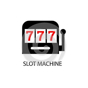 Slot machine black sign icon and 777 sign. Vector illustration eps 10