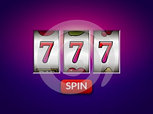 Slot machine casino jackpot 777 lucky vector spin game gambling background