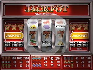 Slot machine in a casino. Onliine casino and gambling background