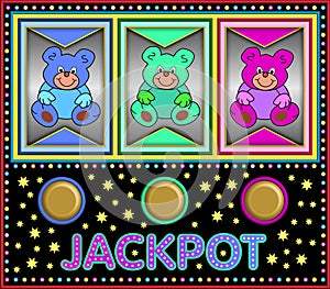 Slot machine with colorful teddy bears