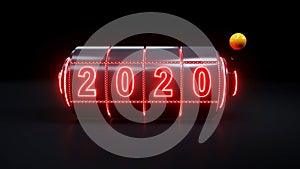 Slot Machine Gambling Concept With 2020 New Year - 3D Illustration
