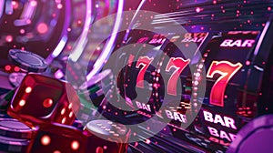 The slot machine hitting 777.AI generated image photo