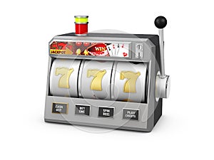 Slot machine with jackpot, Casino concept, 3d Illustration