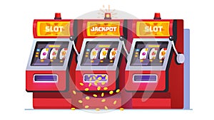 Slot machine jackpot win poster. One-armed bandit