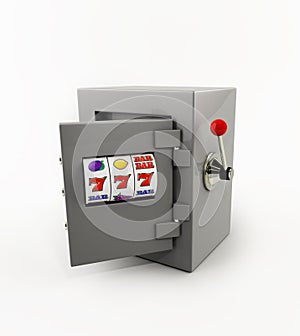 Slot machine openning door of the safe