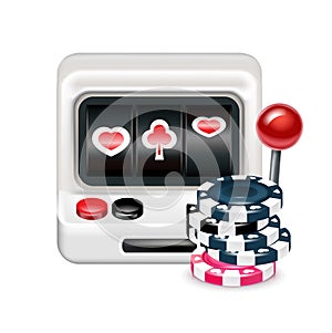 Slot machine with poker chips isolated