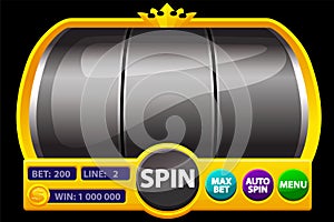 Slot Machine Vector. Lucky Empty Slots. Spin Wheel. Casino Jackpot. Gambling Fortune Illustration