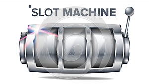 Slot Machine Vector. Silver Lucky Empty Slot. Big Win Banner Element. Spin Wheel. Fortune Jackpot Casino Illustration