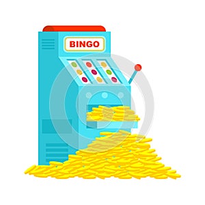 Slot machine and win. Bingo jackpot. Many money