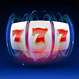 Slot machine wins the jackpot. 777 Big win casino concept