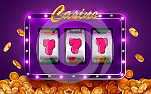 Slot machine wins the jackpot. 777 Big win concept. Casino jackpot