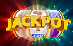 Slot machine wins the jackpot. Online casino banner. 777 casino background