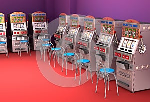 Slot machines in the casino Interior