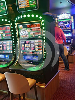 Slot machines in a cruise ship casino