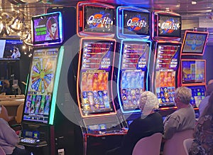 Slot machines in a cruise ship casino