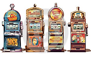 slot machines on a white background. Generated by AI