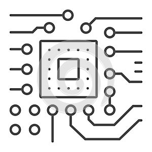 Slot for processor on motherboard thin line icon, electronics concept, Slot for CPU socket vector sign on white