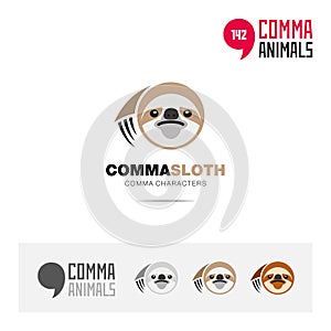 Sloth animal concept icon set and modern brand identity logo template and app symbol based on comma sign