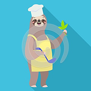 Sloth cooker icon, flat style