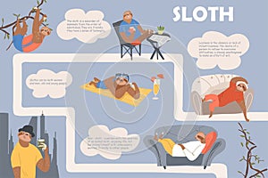 Sloth Laziness Flat Infographics photo