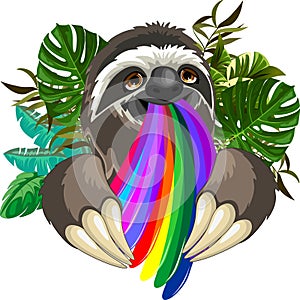 Sloth Spitting Rainbow Colors photo
