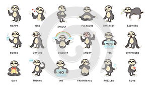 Sloth sticker set.