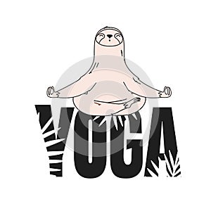Sloth yoga emblem