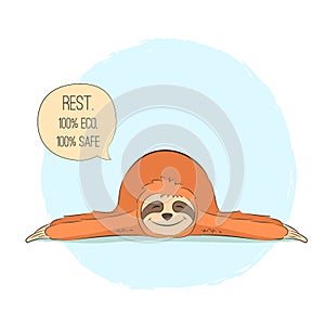 Sloth in yoga pose Shavasana photo