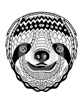 Sloth zentangle stylized. Freehand vector illustration