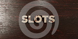 Slots - grungy wooden headline on Maple - 3D rendered royalty free stock image