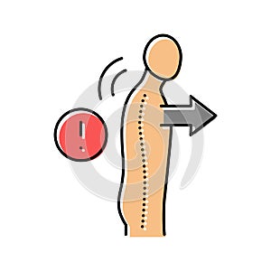 slouch scoliosis color icon vector illustration