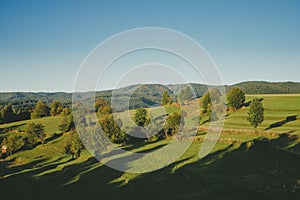 Slovak countryside, meadows in middle europe, mountains