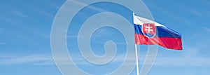 Slovak flag waving in wind and sunlight