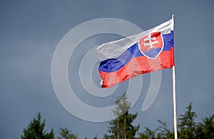 Slovenská vlajka ve větru