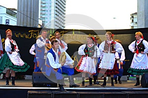 Slovak folklore dancers stage performance