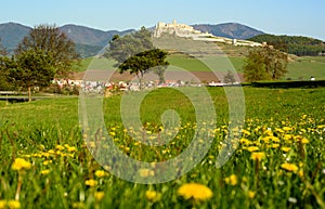 Slovak landscape with Spis castle and hills