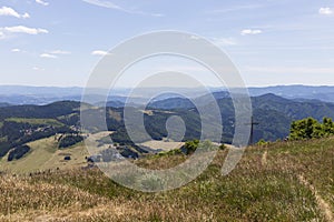 Summer Slovak Mountain Great Fatra, Velka Fatra, peaks Nova Hola 1361 m and Zvolen 1403 m, views from them, Slovakia