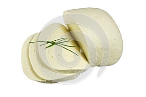 Slovak Sheep's Milk Cheese, slice and isolated