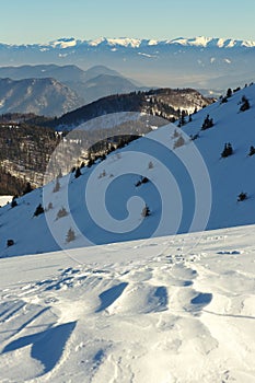 Slovenská zimní krajina v pohoří Malá Fatra