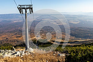 Slovensko. Krásna jesenná krajina Vysokých Tatier na Lomnický štít, Lomnický štít a Kežmarský štít, Slovensko.