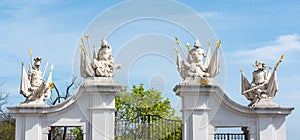 Slovakia, Bratislava - April 14, 2018: Detail of a gate at Bratislava castle, Slovakia Detail of a gate at the castle in Bratislav