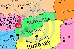 Slovakia, Bratislava - capital city, pinned on political map