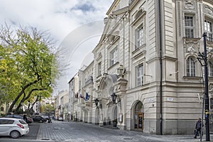 Slovakia, Bratislava - November 5th, 2017 historic old town, buildings from austro-hungarian empire. reduta from 1913