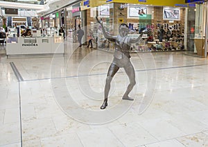 Slovakia, Bratislava - November 5th, 2017 Modern architecture in Shopping centre Eurovia with art statues.